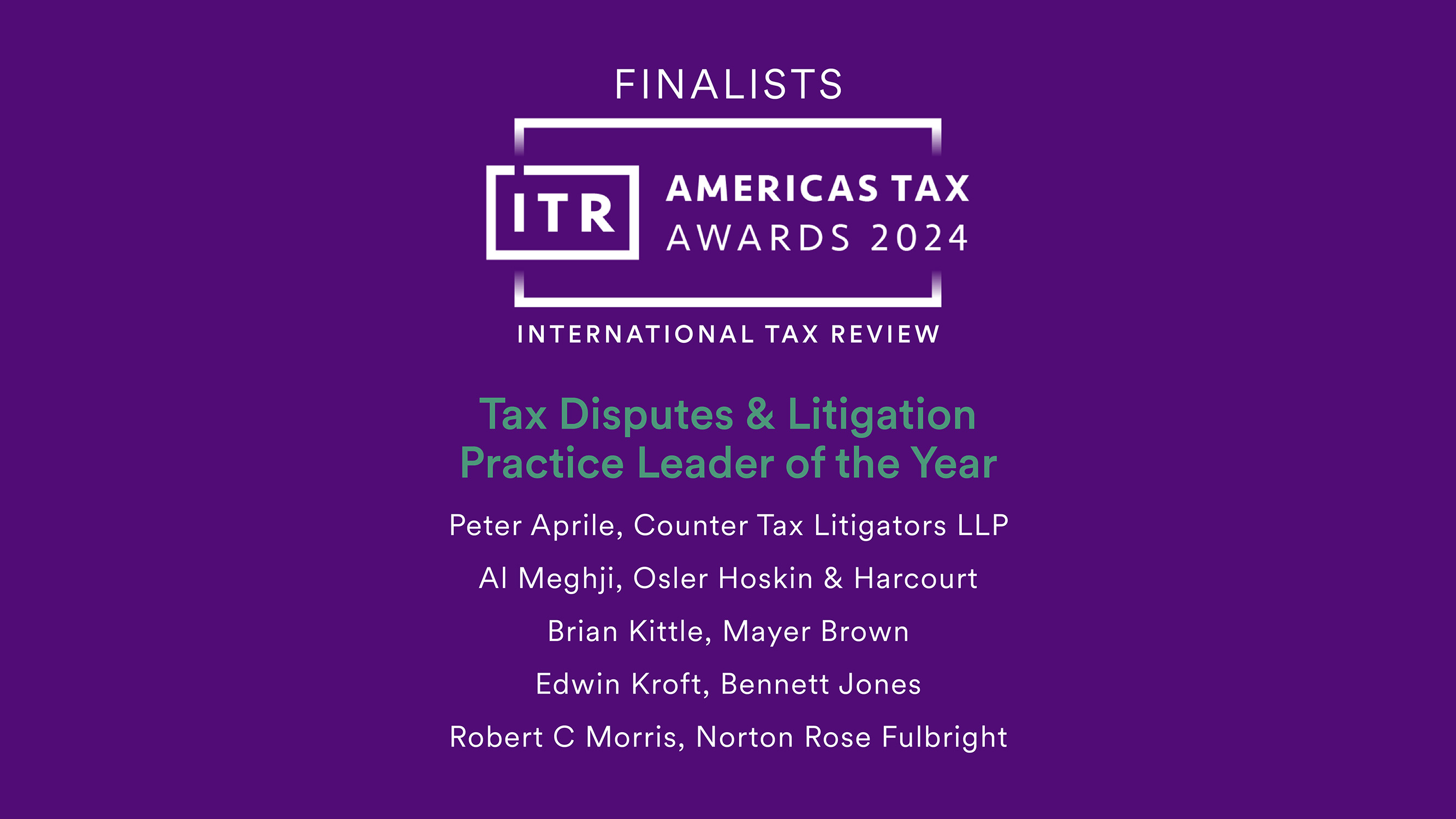 Peter Aprile Finalist for Tax Disputes & Litigation Practice Leader of the Year